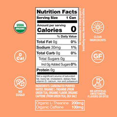 ARDOR ENERGY White Peach can side view highlighting zero calories and clean energy.