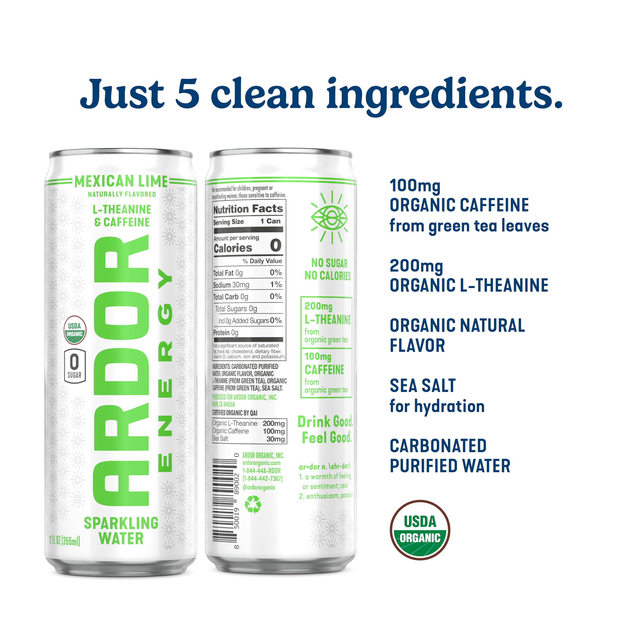 ARDOR Mexican Lime label close-up highlighting real fruit flavor.
