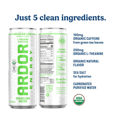 ARDOR Mexican Lime label close-up highlighting real fruit flavor.