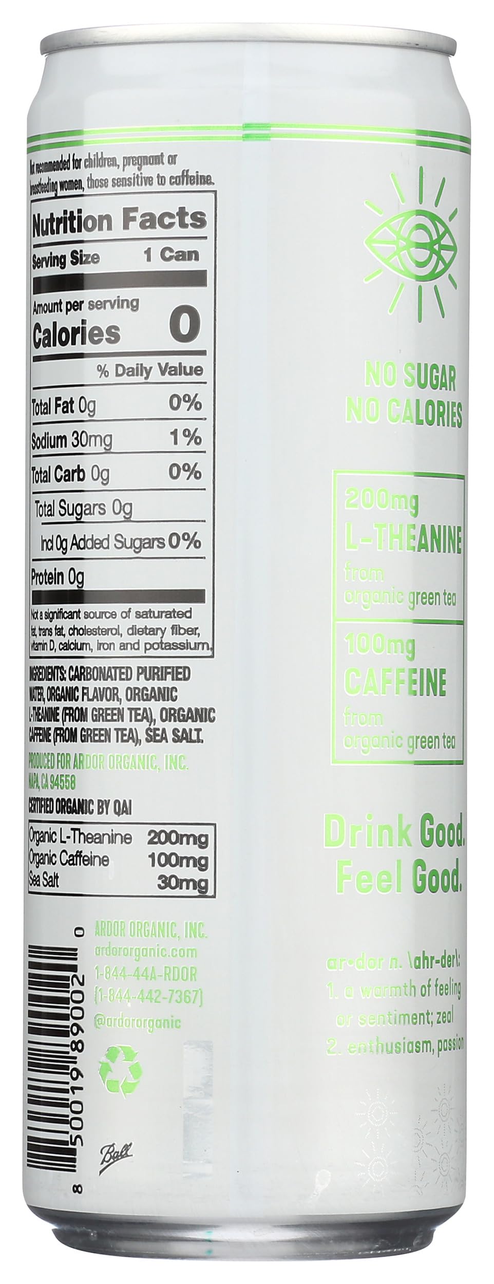 Ardor lime sparkling water close-up showing bubbles and fizz