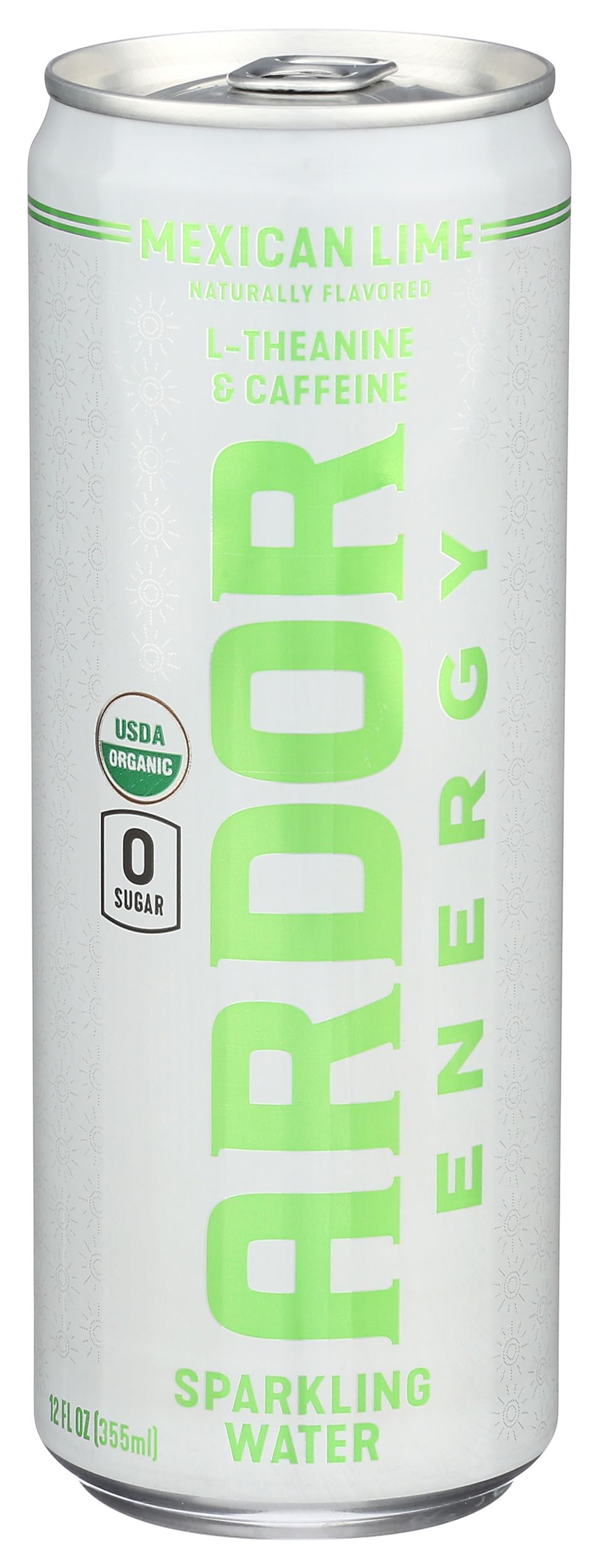 Ardor Organic Mexican Lime Sparkling Energy Water bottle with fresh lime aroma