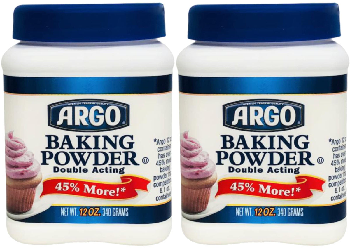 Argo Baking Powder 12 oz two-pack ensures stable supply for home bakers.