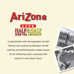 Glass of AriZona Arnold Palmer Lite ready to enjoy at home and work today.