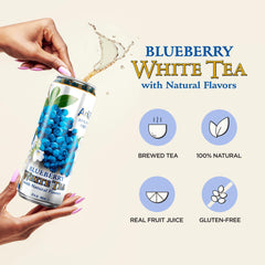 AriZona Blueberry White Tea served ice-cold in a glass.
