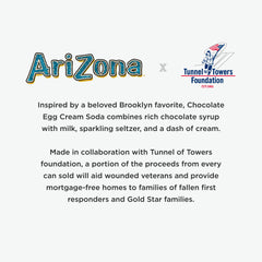 Arizona Chocolate Egg Cream Soda in a glass, creamy foam and cocoa note