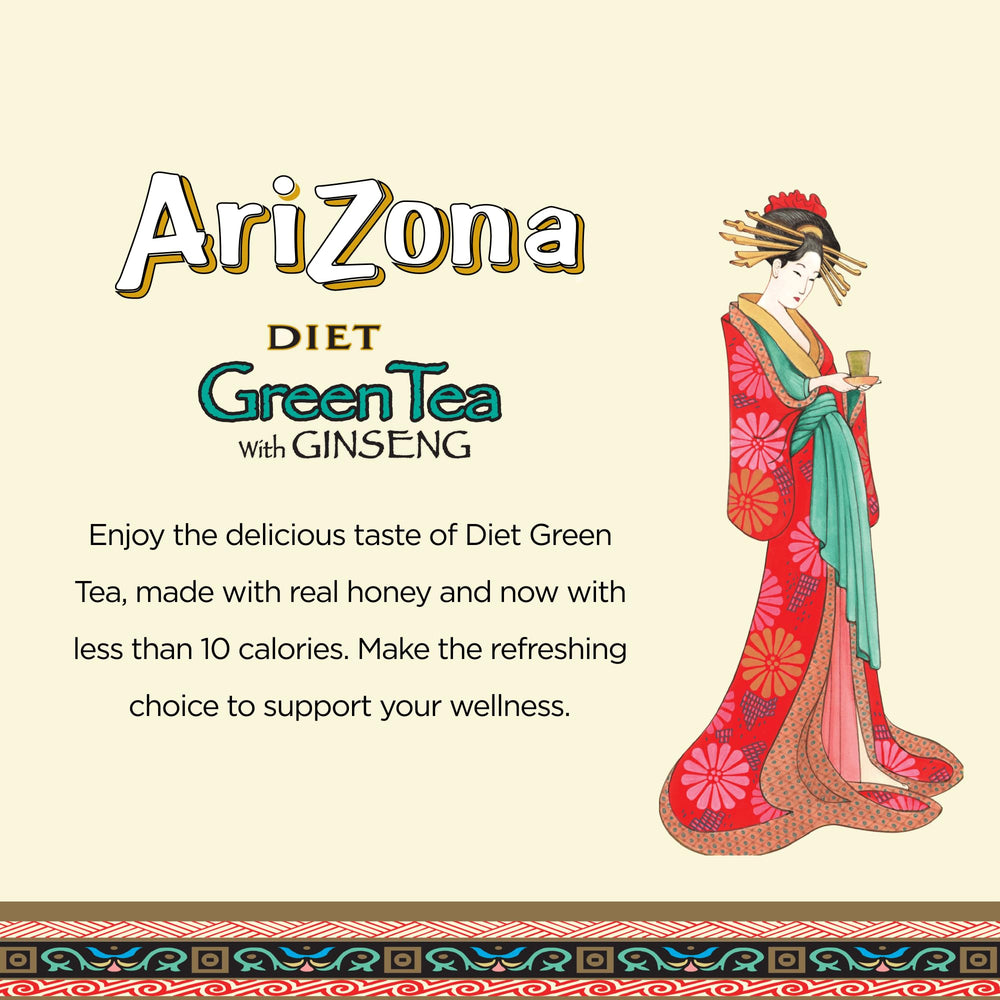 Arizona Diet Green Tea honey twist closeup emphasizes smooth flavor