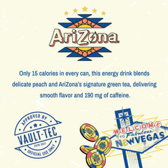 On-shelf Arizona Fallout cans show bold citrus notes and caffeine boost