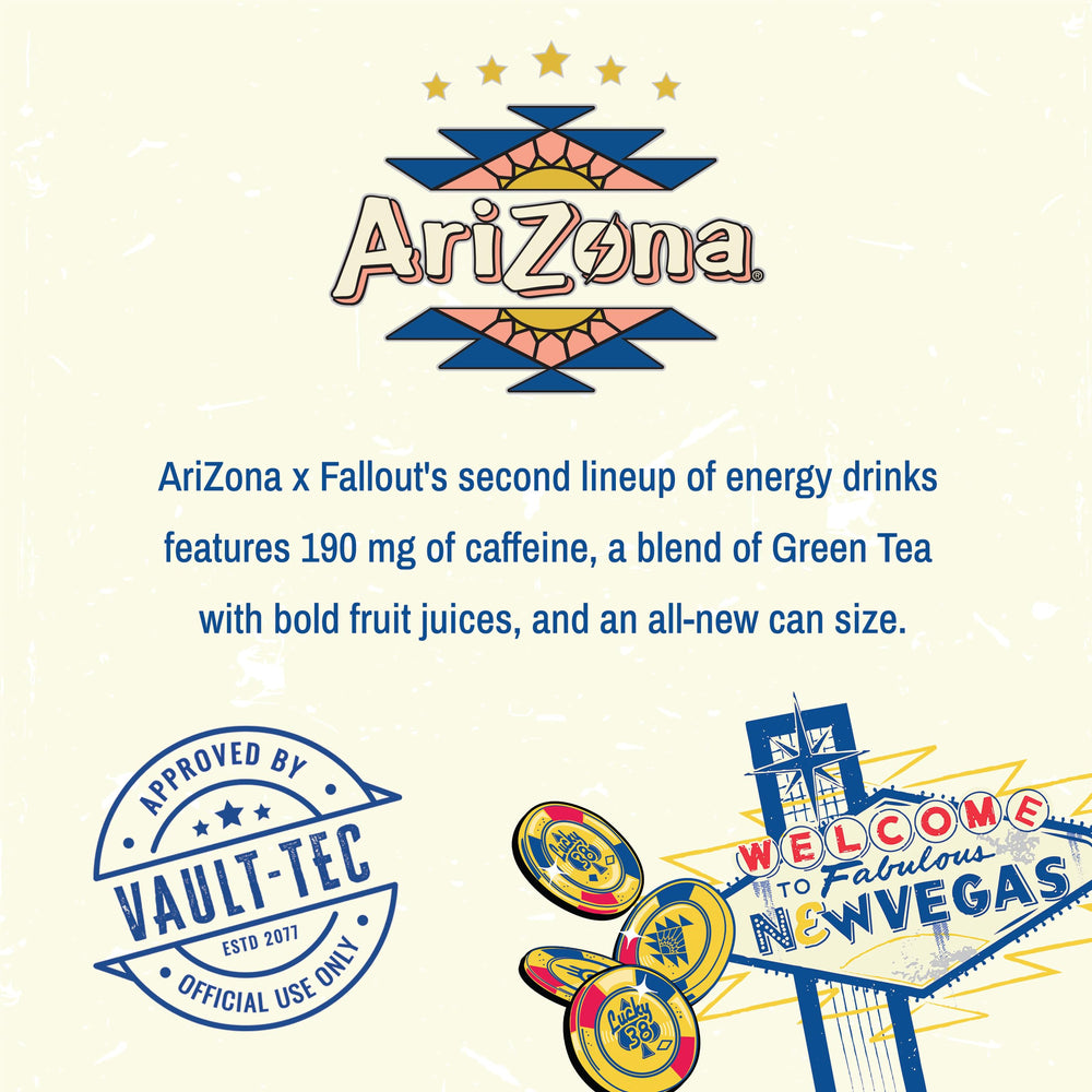 AriZona Fallout Green Tea Energy Low-Cal Wastelander Sweet Peach can support steady energy.