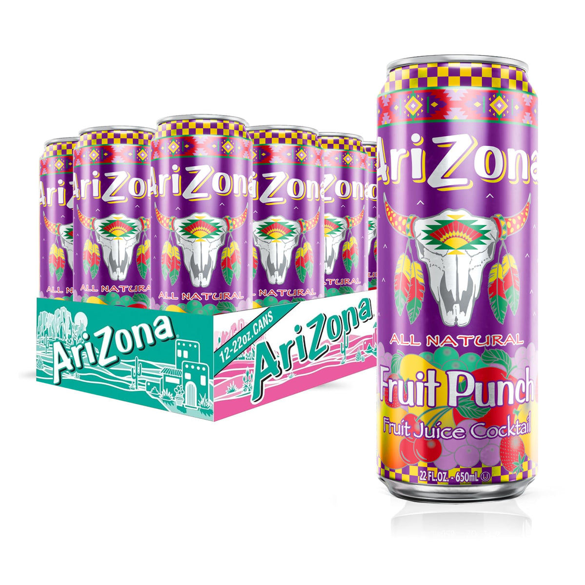 Arizona Fruit Punch can front view with bold label for on-the-go refreshment