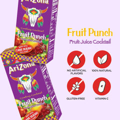 AriZona Fruit Punch Tetra Box nutrition label shows vitamin C content