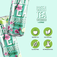 AriZona Green Tea with Cucumber and Citrus being poured for a cool, hydrating sip