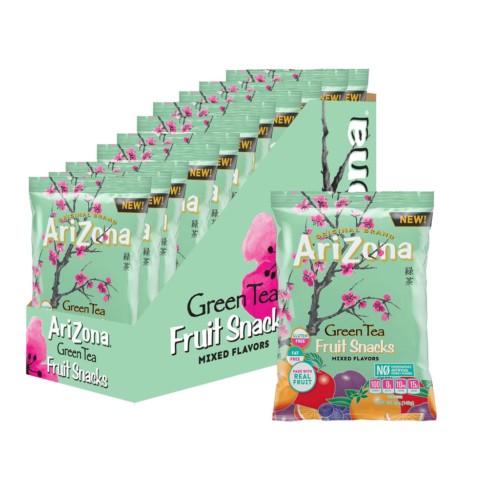 AriZona Green Tea Fruit Snacks Original bag close-up for a gluten-free, real-fruit snack