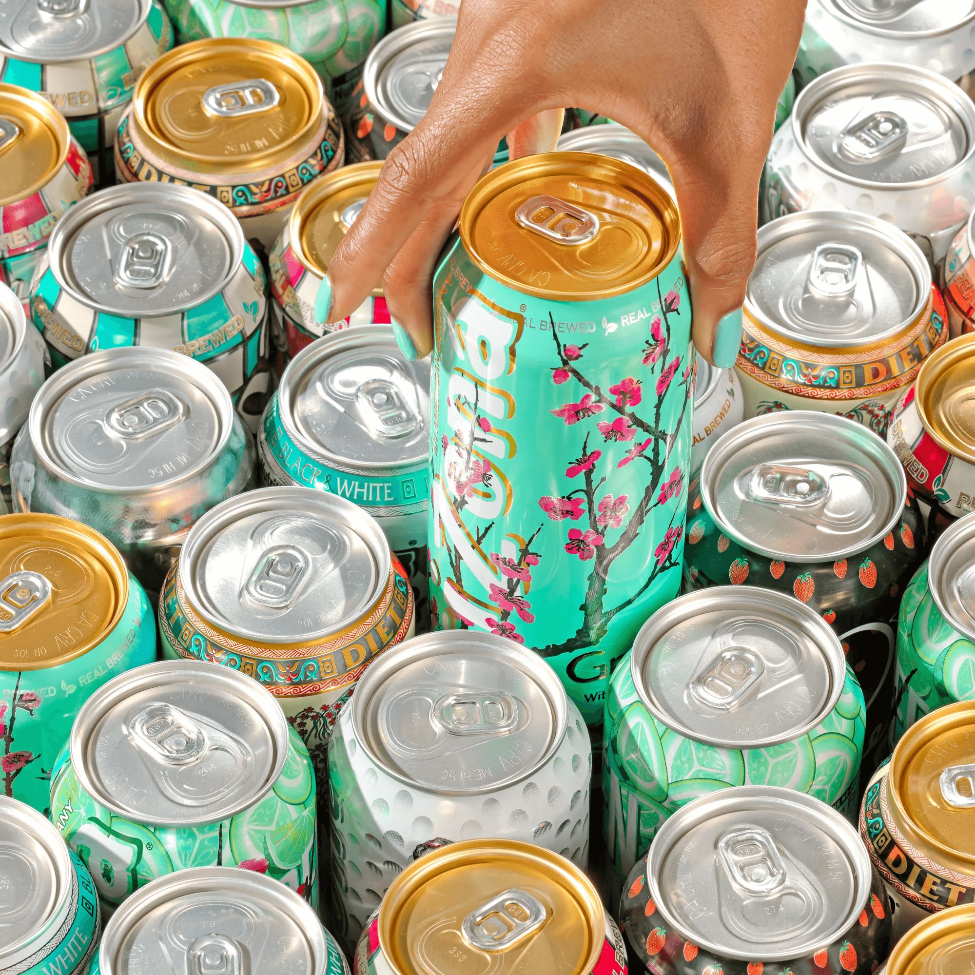 Arizona Green Tea cans stacked, signaling value and shareable refreshment