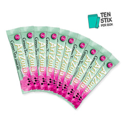Close-up of AriZona Green Tea Stix with honey and ginseng flavors.