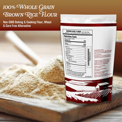 Arizona Kitchen Supply finely milled brown rice flour showing light color and aroma
