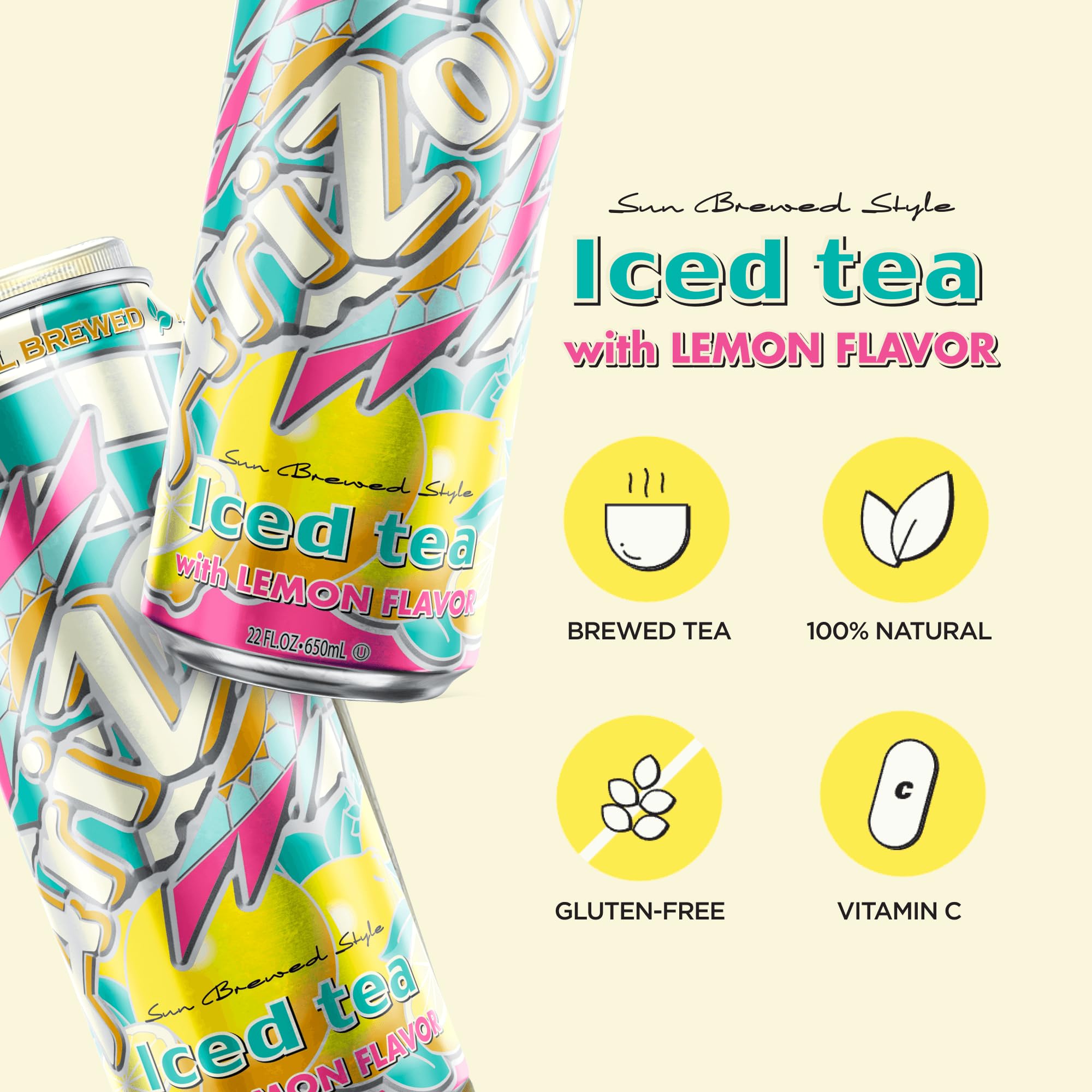 AriZona Lemon Tea big can on-the-go pack for lunches.