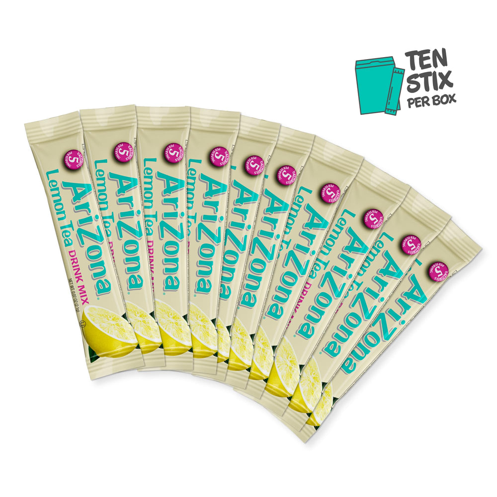AriZona Lemon Tea Stix pack of 12 boxes on display.