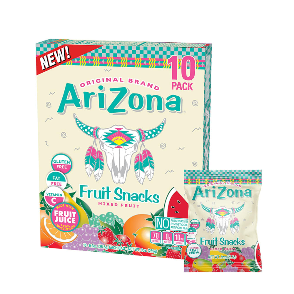 AriZona Mixed Fruit Snacks box front, ready for on-the-go snacking