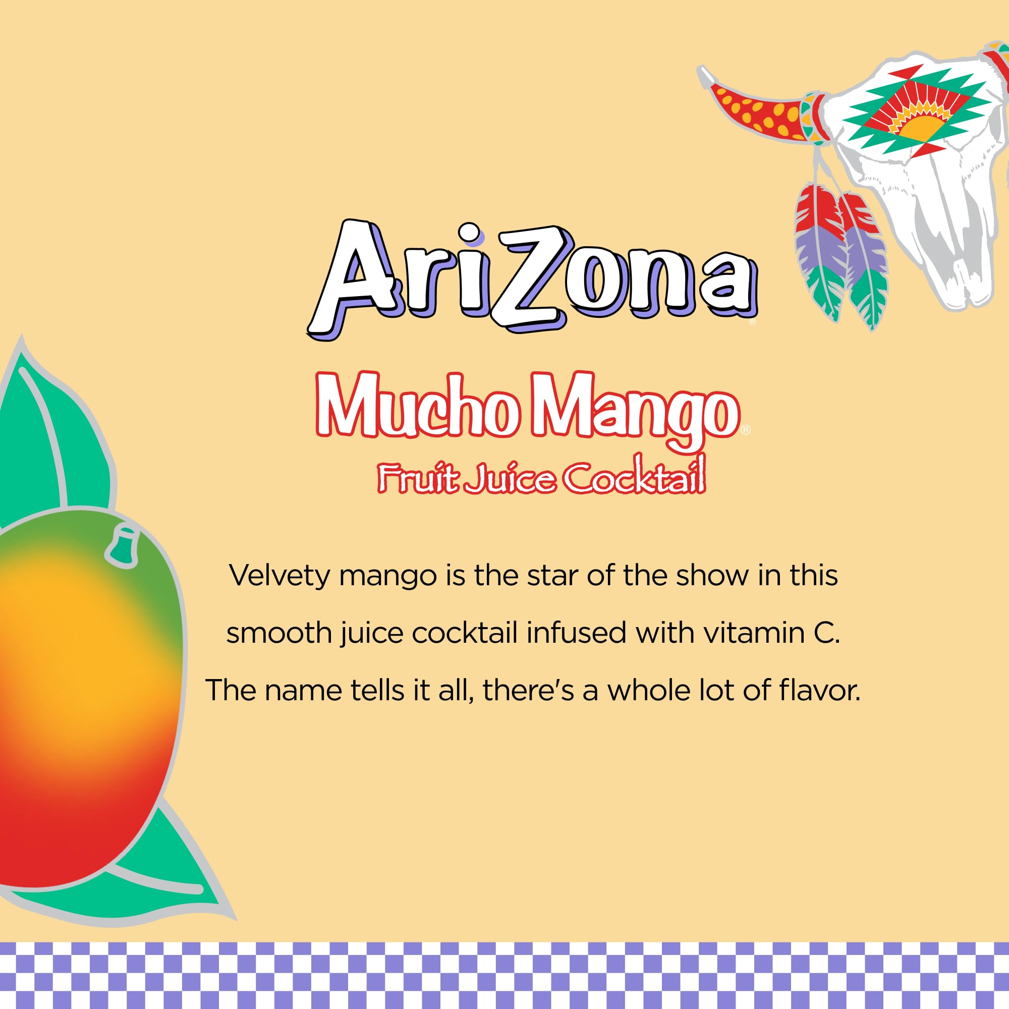 Cans on shelf invite casual refreshment with AriZona Mucho Mango.
