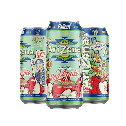 Pack of twelve AriZona Fallout energy drinks on shelf emphasizes convenience and shareable energy