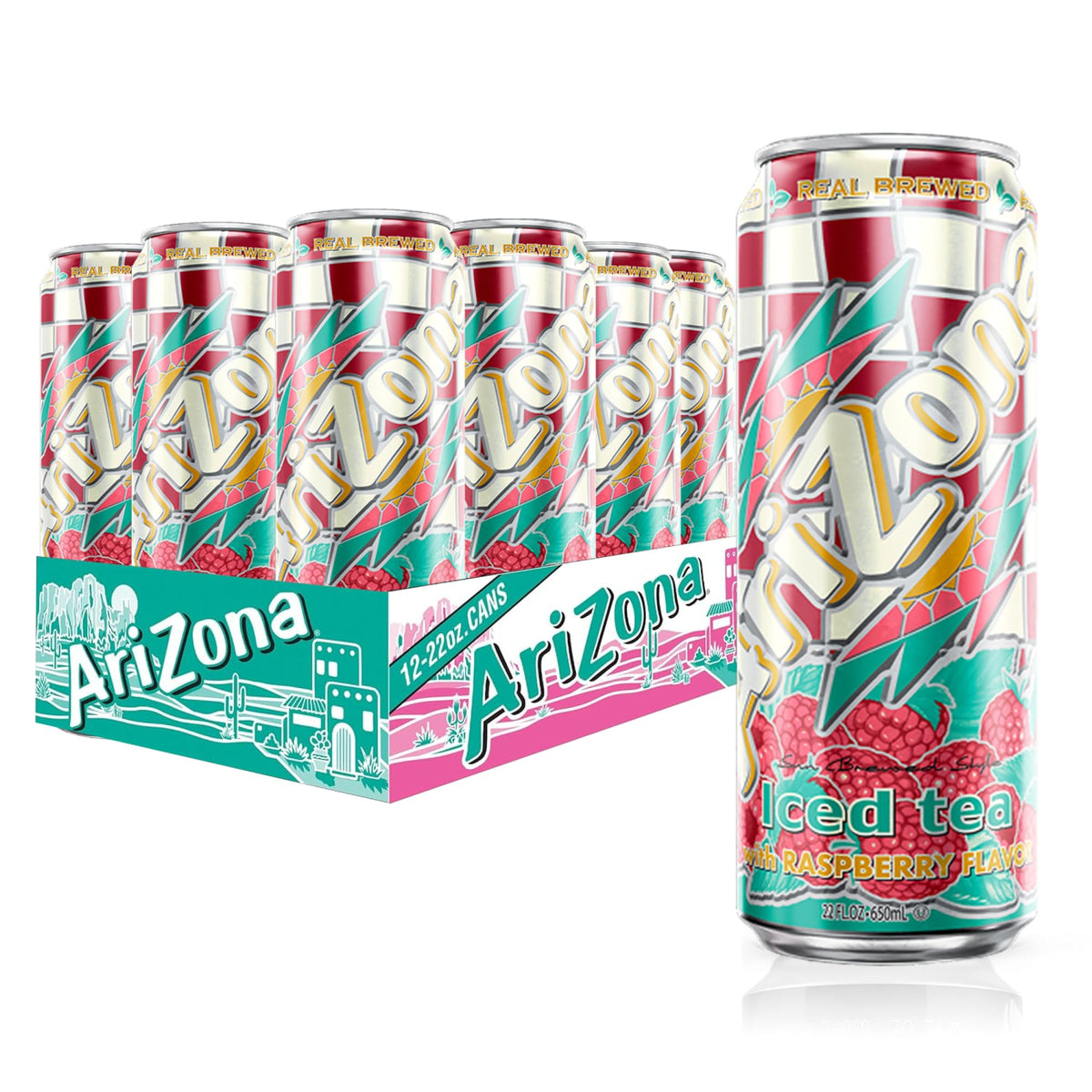 Arizona Raspberry Tea front can featuring bold branding and grab-and-go refreshment