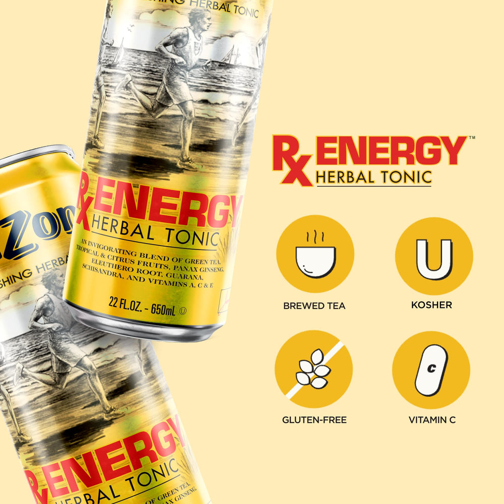 AriZona Rx Energy label highlighting natural ingredients and vitamins.