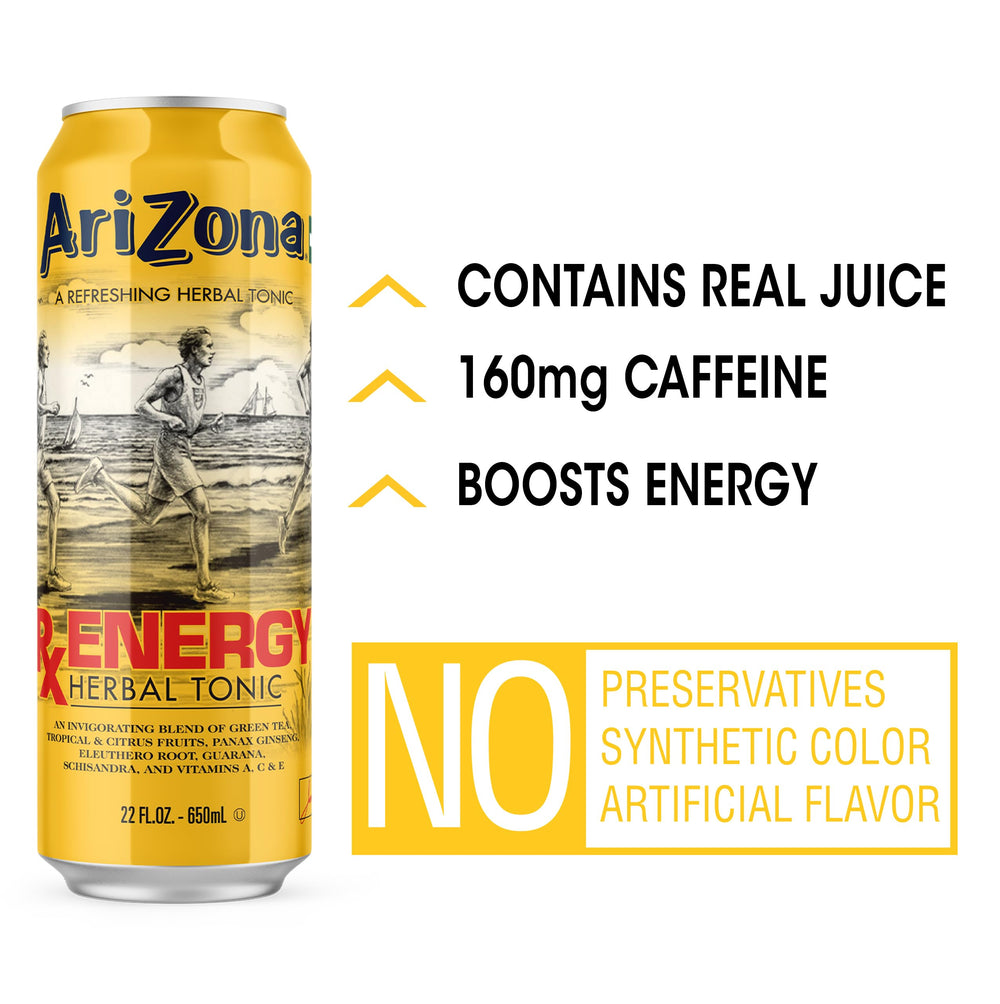 AriZona RX Energy pack of 24 cans stacked, ready for on-the-go offices or workouts.