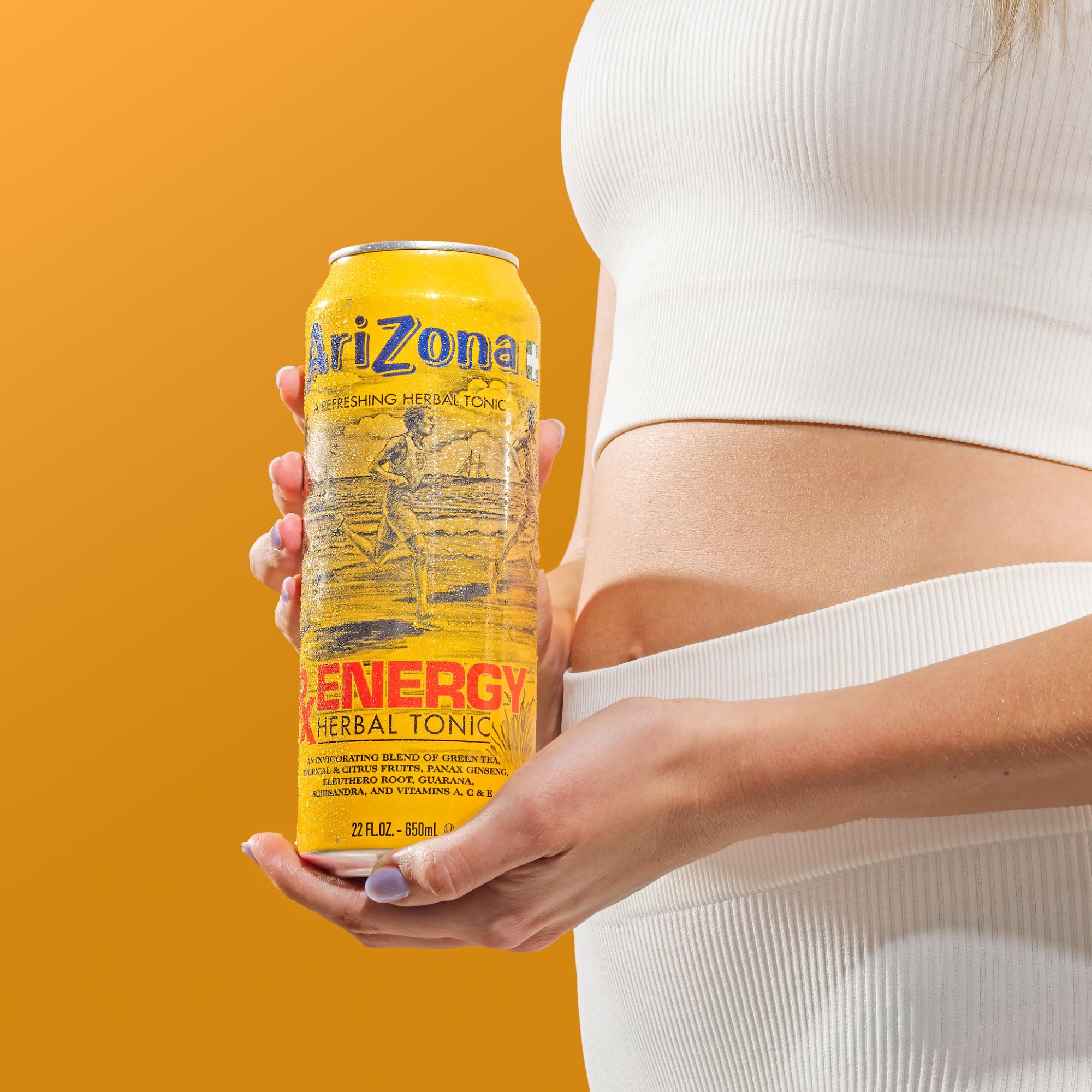 AriZona Rx Energy 22 oz can on a store shelf for quick pickup.