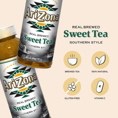 AriZona Southern Style Sweet Tea label close-up with nostalgic branding.