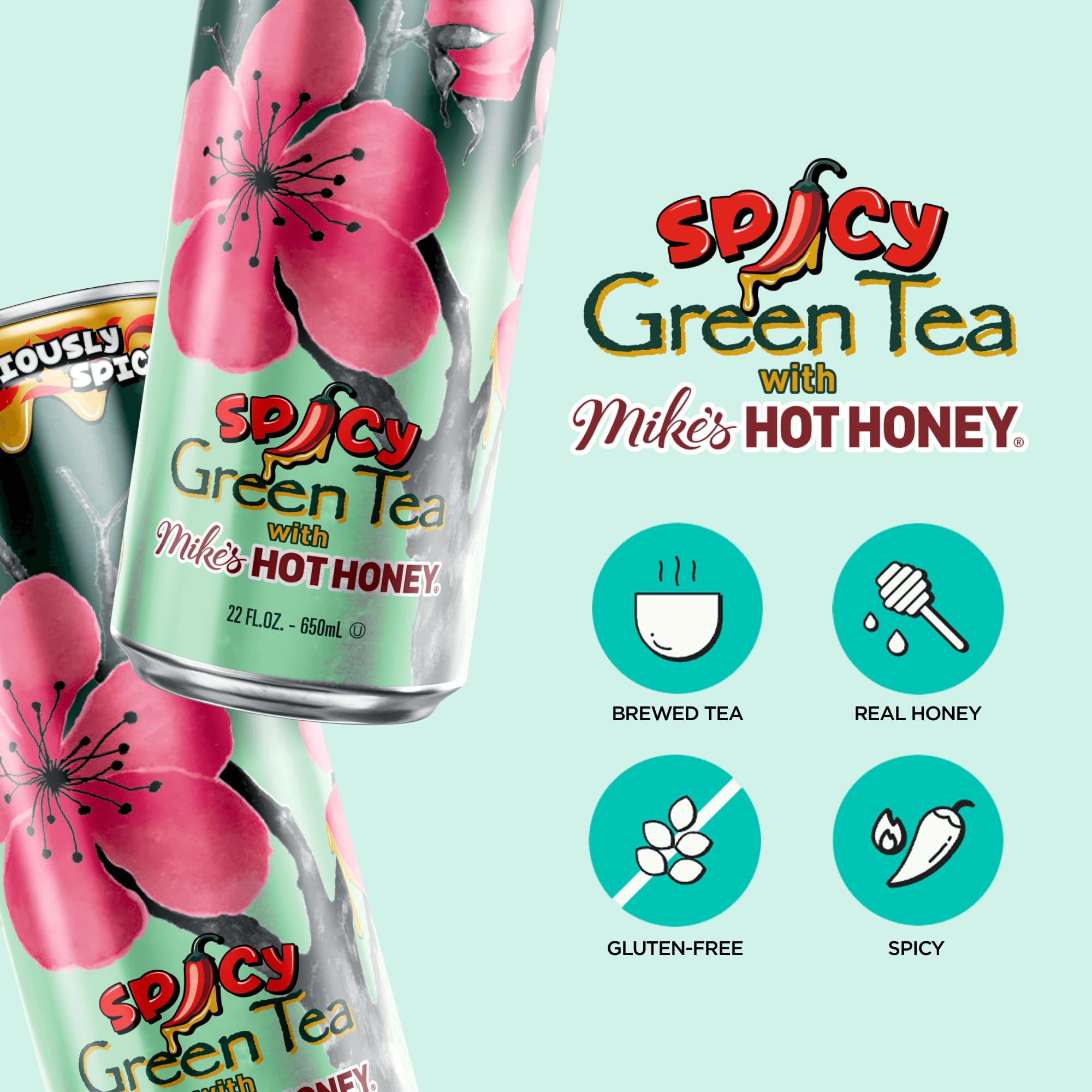 AriZona Spicy Green Tea label closeup—natural ingredients shine.