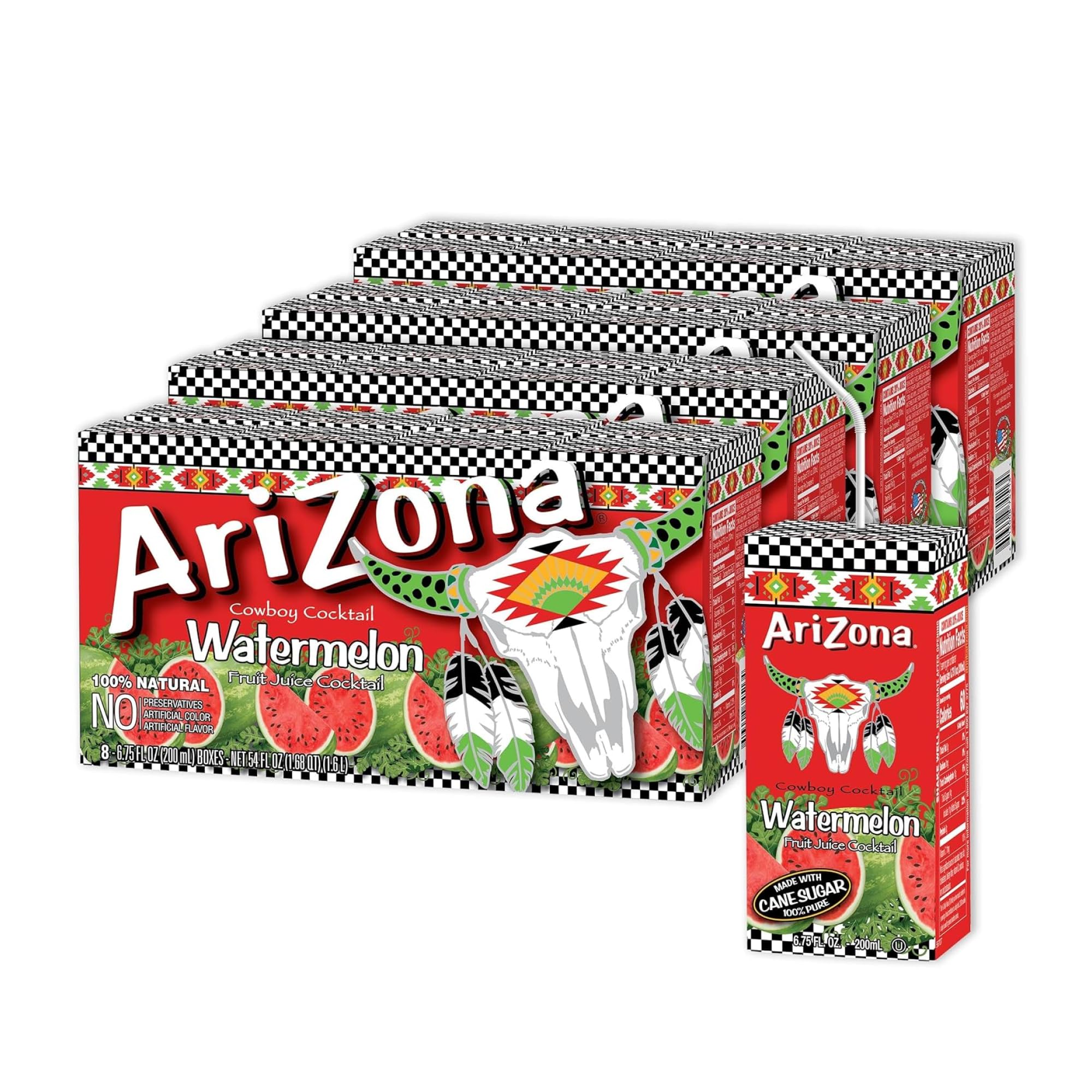 Arizona Watermelon Drink juibox shows convenient single-serve packaging for on the go refreshment.