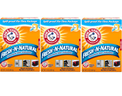 Arm & Hammer baking soda odor eliminator in closet absorbs odors for a fresher space