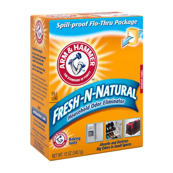 Arm & Hammer baking soda odor eliminator in fridge keeps produce smelling clean