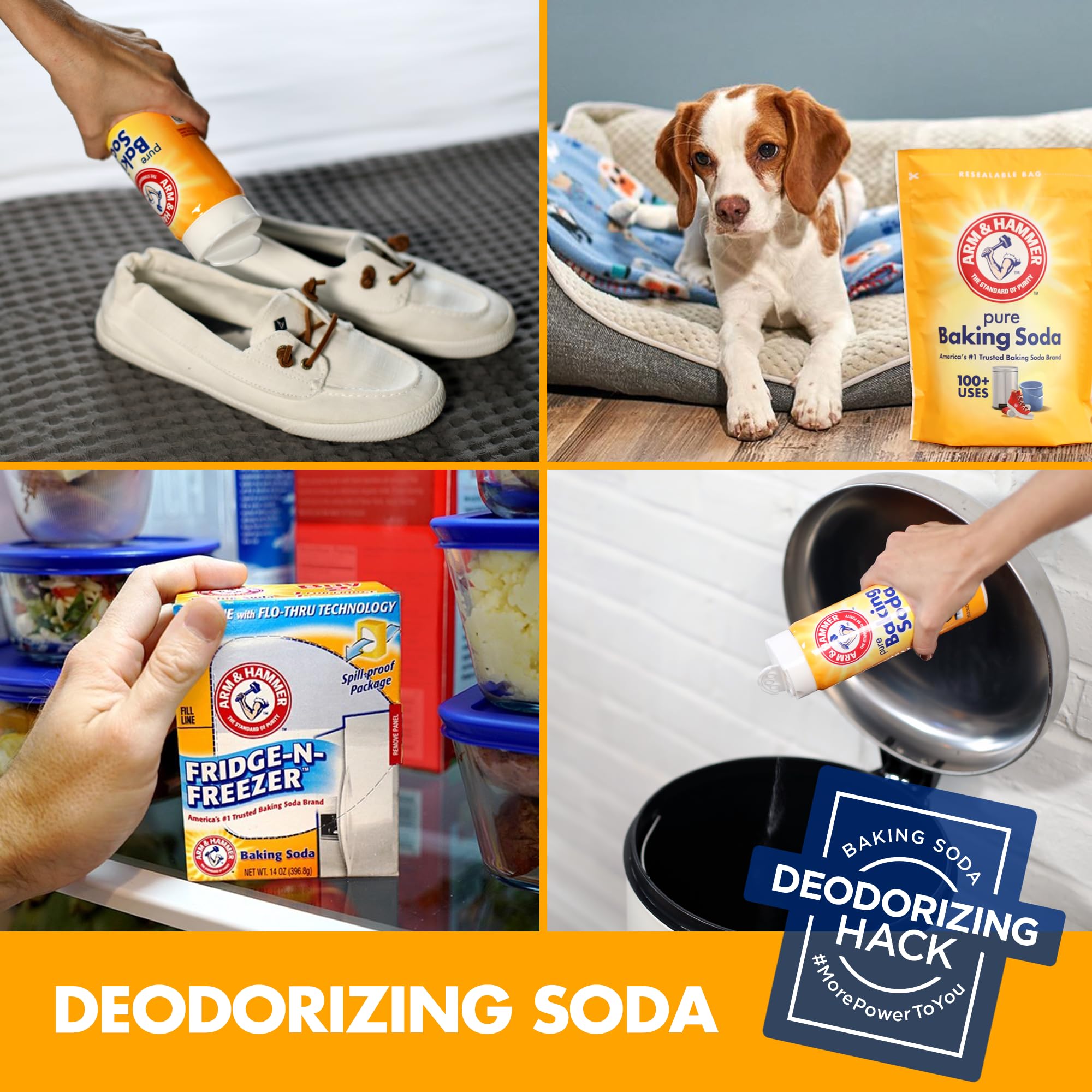 Arm & Hammer Baking Soda odor elimination on carpets and rugs.