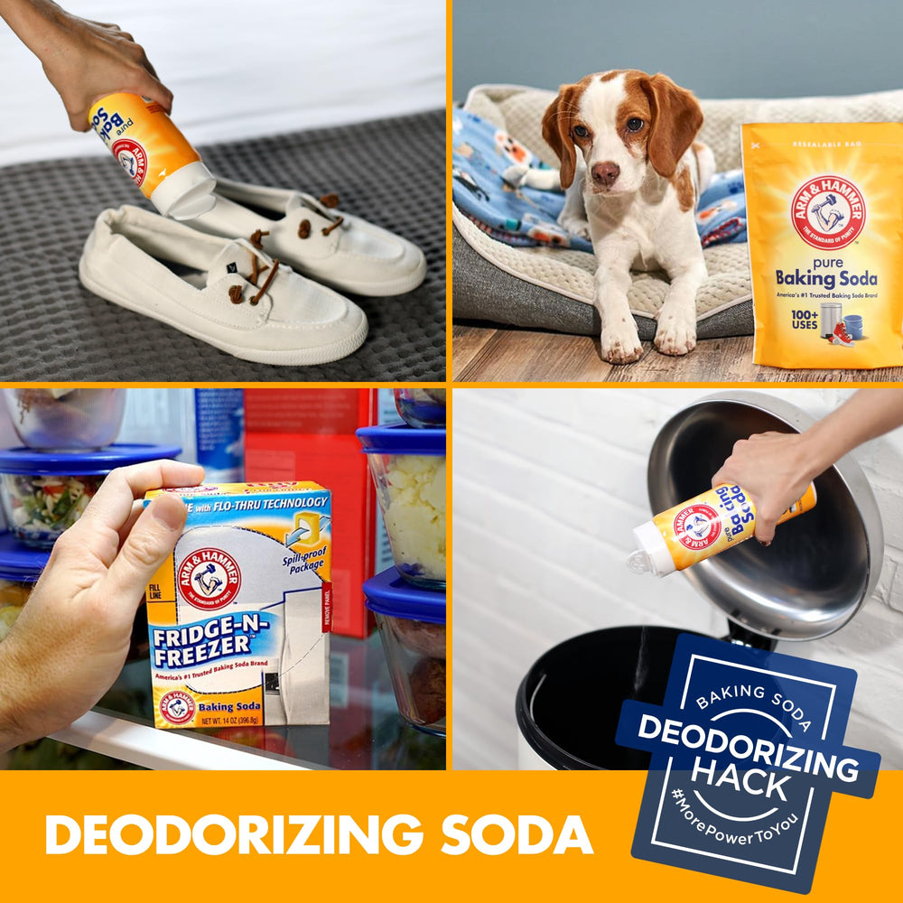 Arm & Hammer Baking Soda odor elimination on carpets and rugs.
