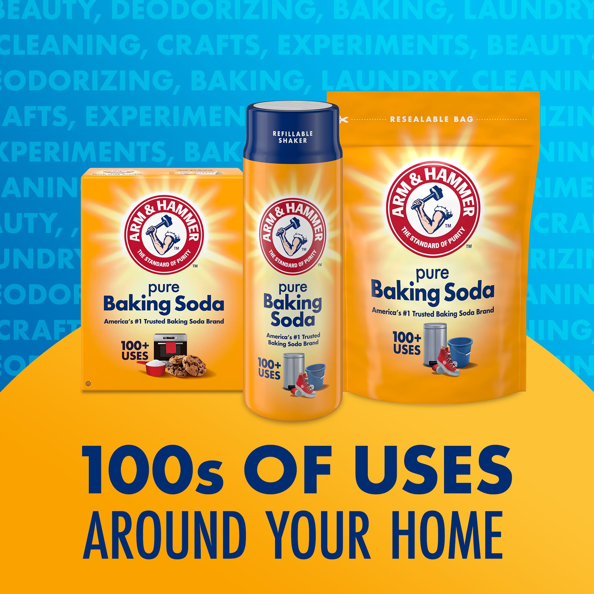 Arm & Hammer Baking Soda pouring into measuring spoon for cooking prep.