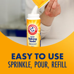 Arm & Hammer Baking Soda Shaker with water-resistant container for tidy storage.