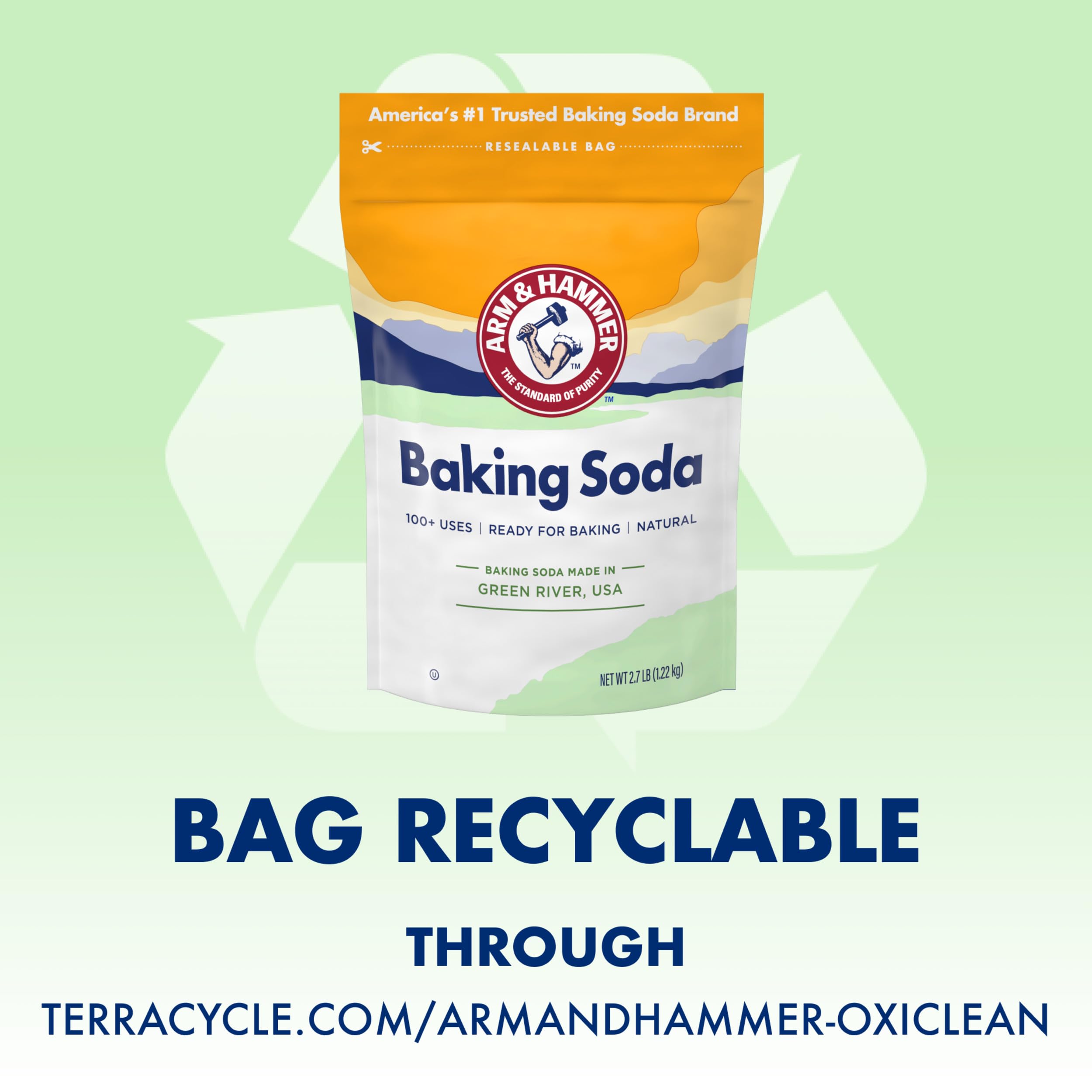 Carbon-neutral label on Arm & Hammer Baking Soda highlighting eco-friendly choice