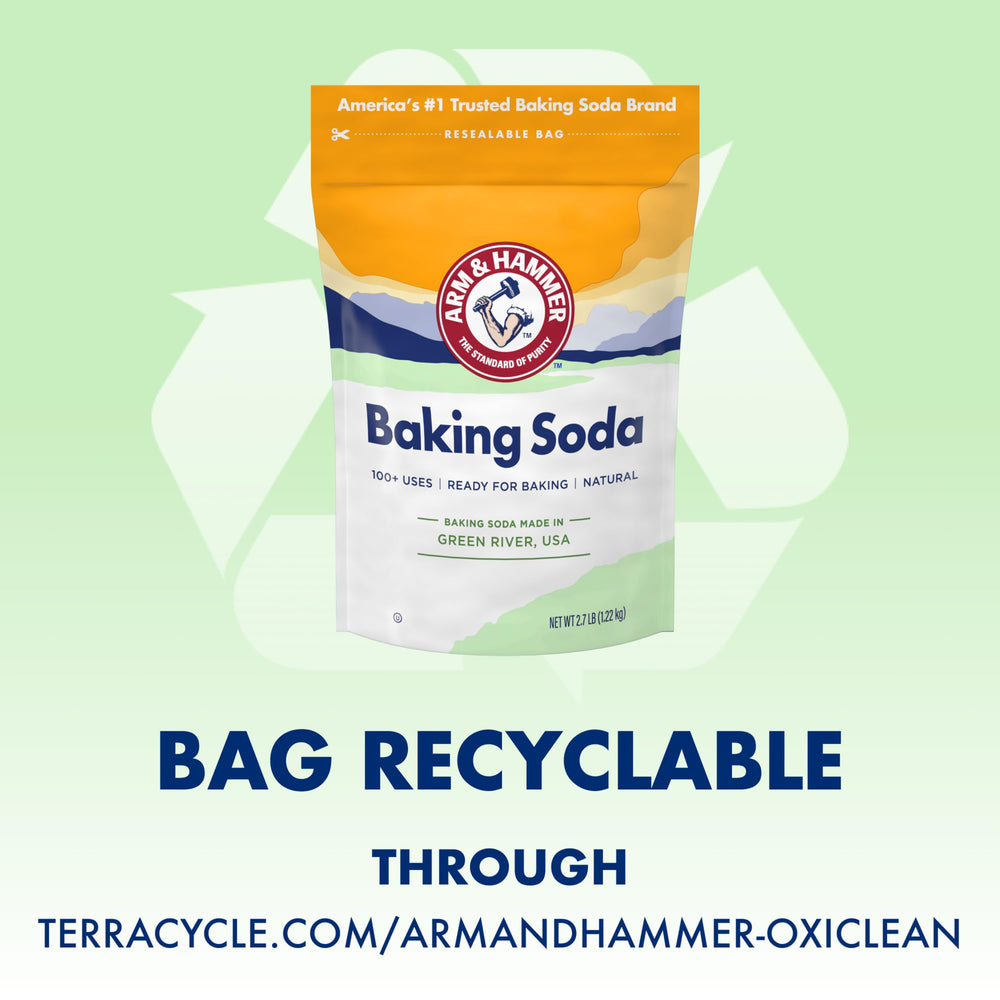 Carbon-neutral label on Arm & Hammer Baking Soda highlighting eco-friendly choice