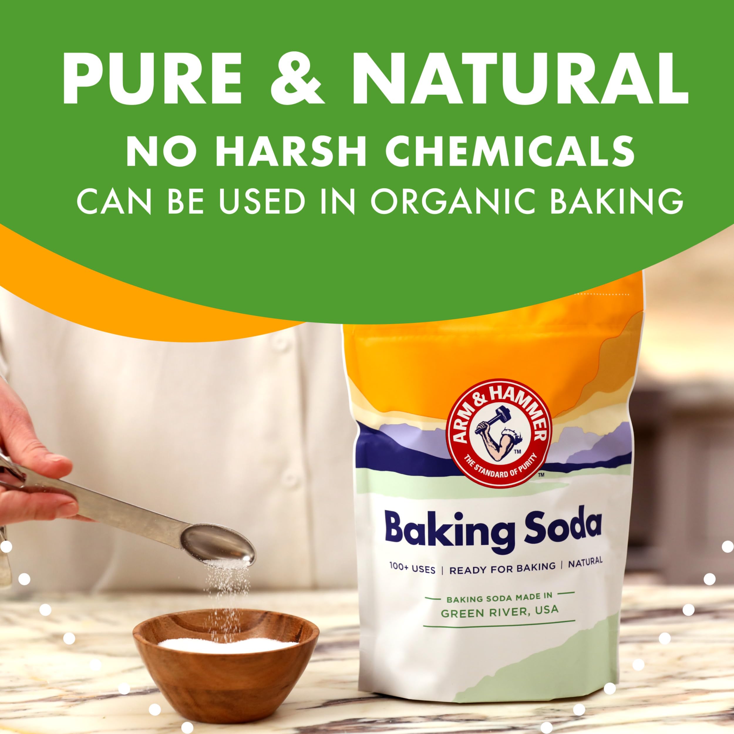 Organic baking use with Arm & Hammer Baking Soda, gluten-free option