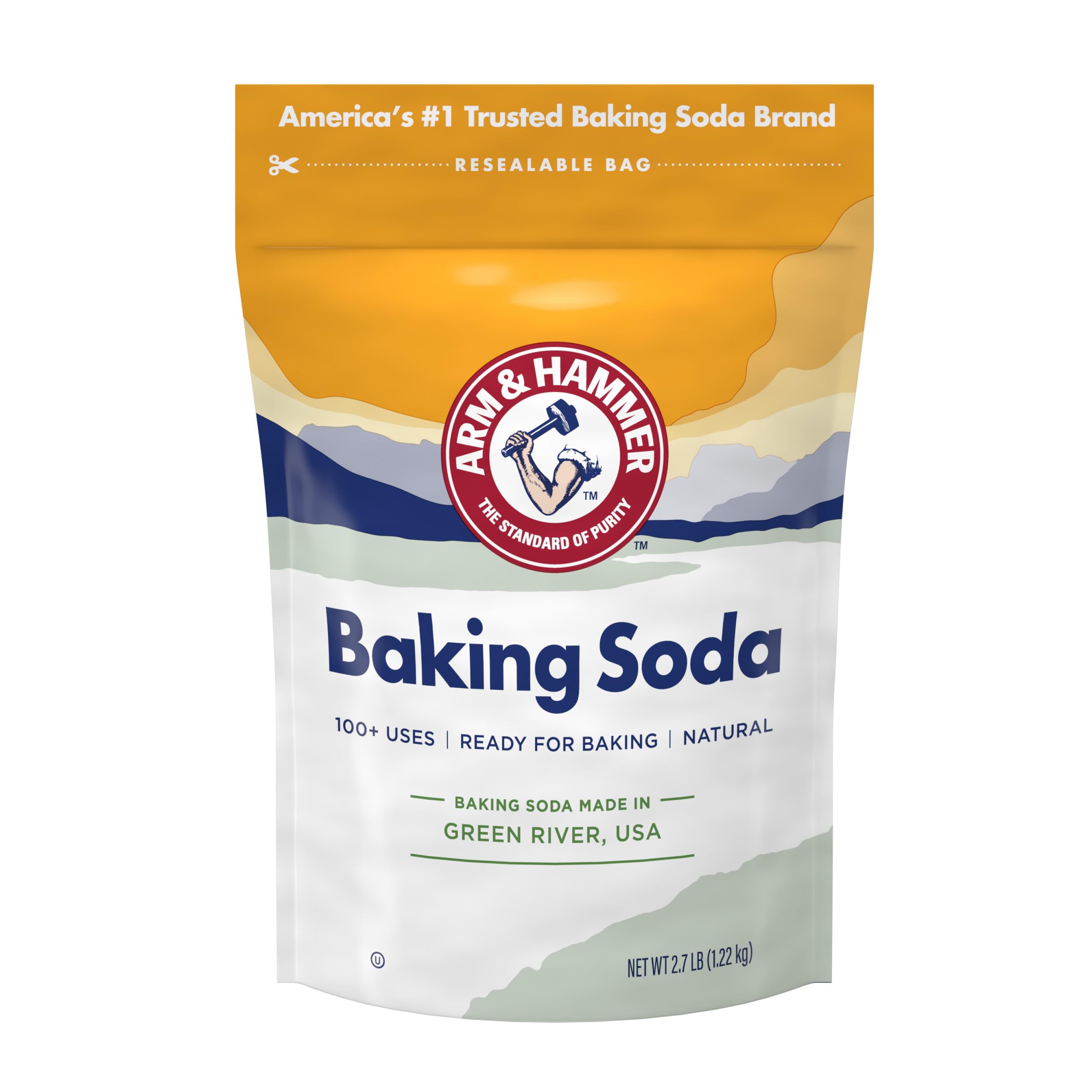 Arm & Hammer Baking Soda pack shot showing a pure, versatile pantry staple