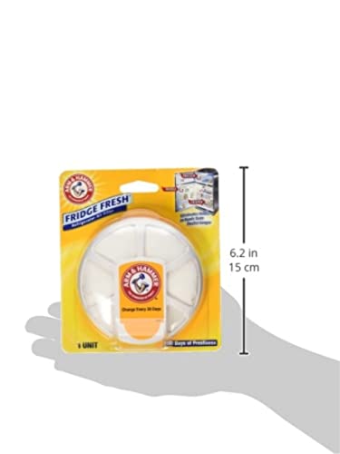 Arm and Hammer Fridge Fresh disc – close-up, 100% baking soda for odor absorption.