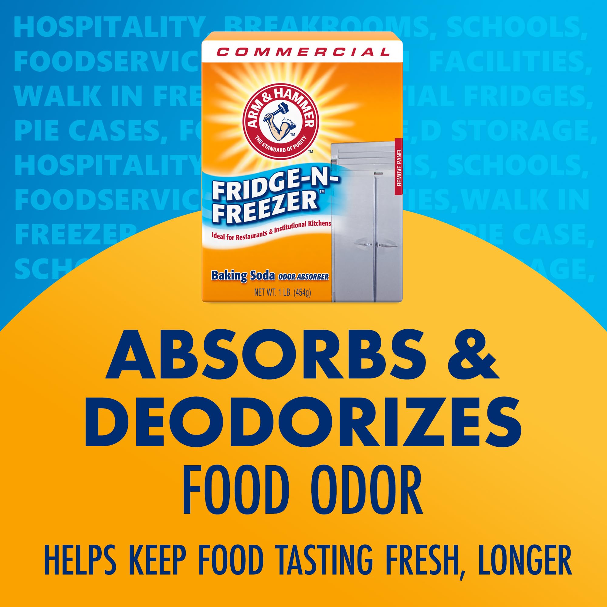 Arm & Hammer Fridge-N-Freezer Professional is 100% natural baking soda safe around food.