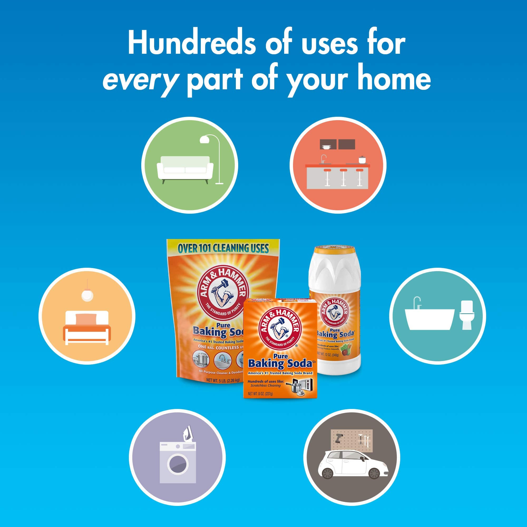 Arm & Hammer Pure Baking Soda cleaning tiles with gentle deodorizing power