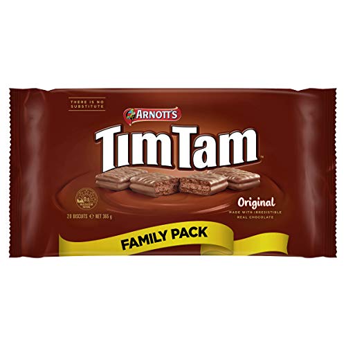Creamy vanilla chocolate filling close up highlighting Tim Tam contrast