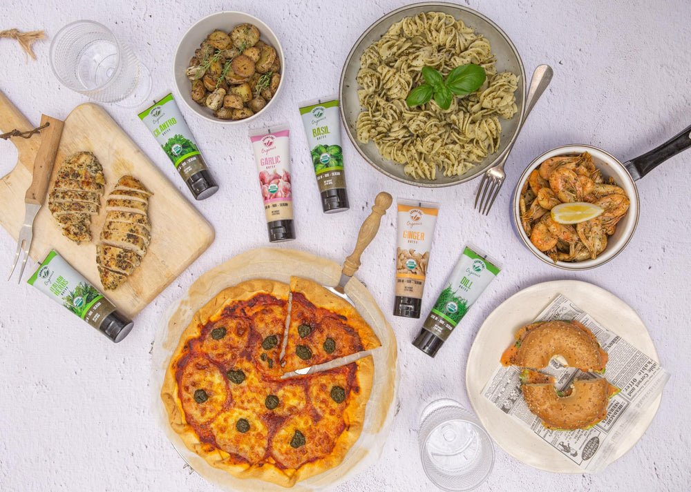 Aroma One easy-squeeze tube showing convenient flavor in pantry