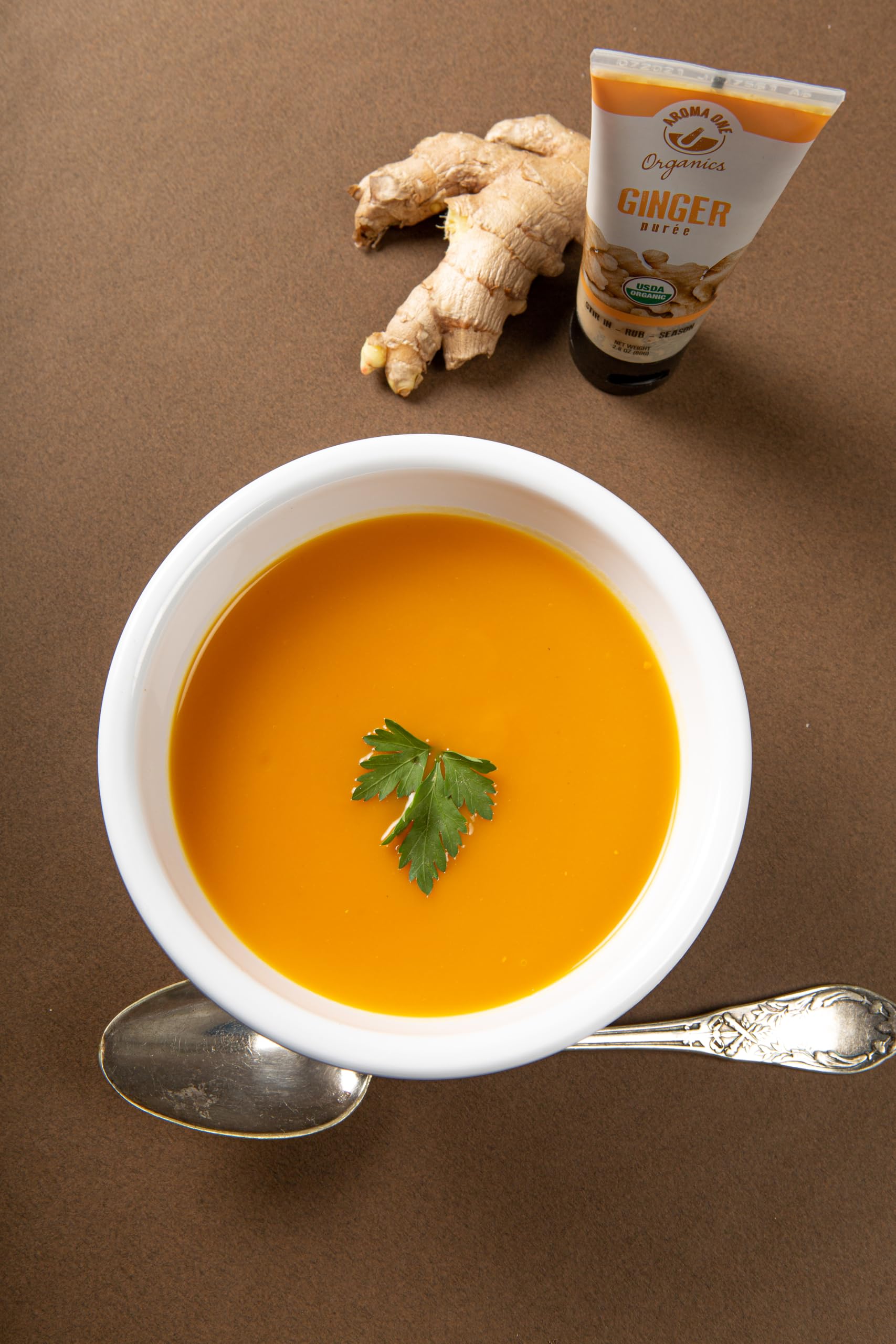 Aroma One ginger puree paste in soup for depth