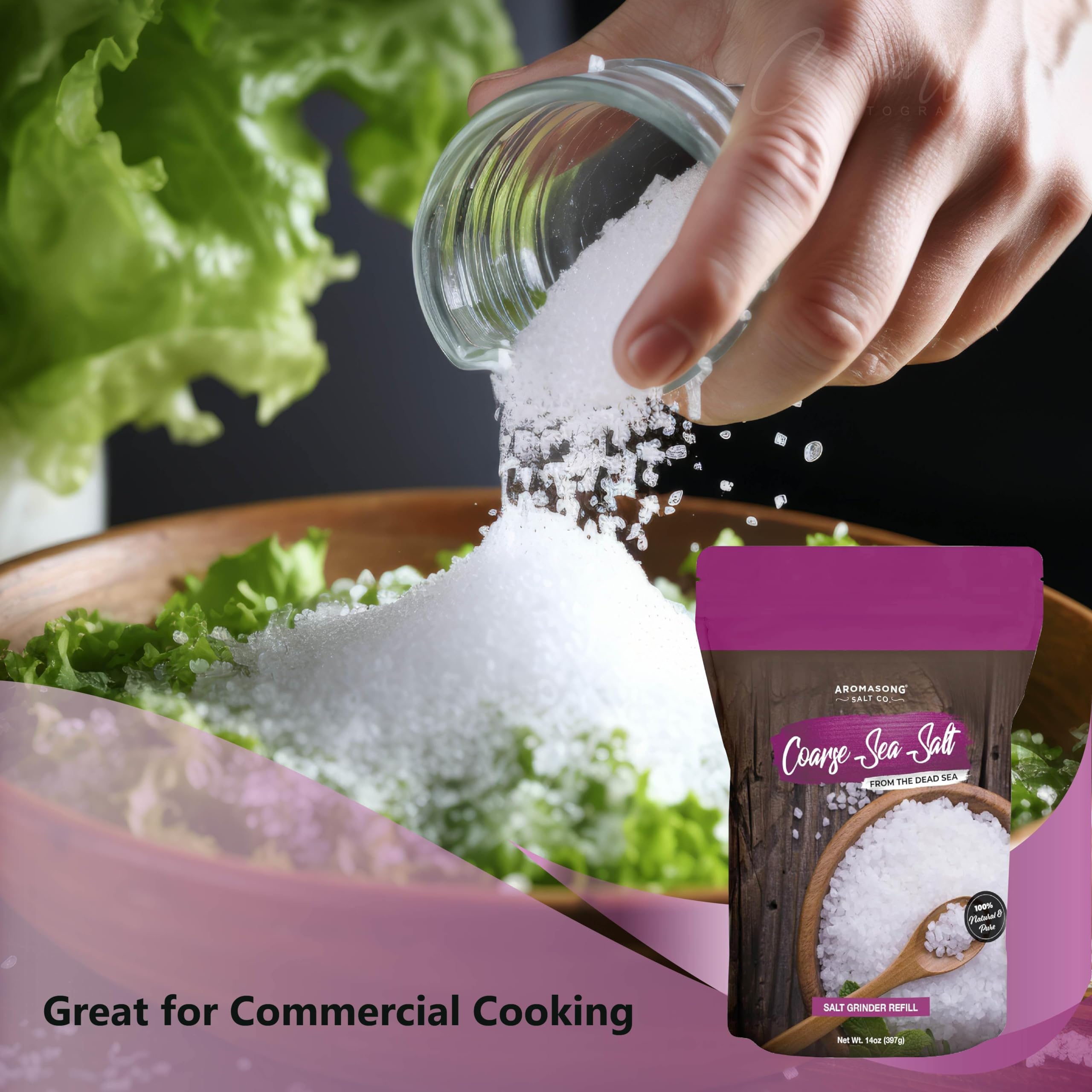 Aromasong 14oz sea salt bag ready for daily cooking