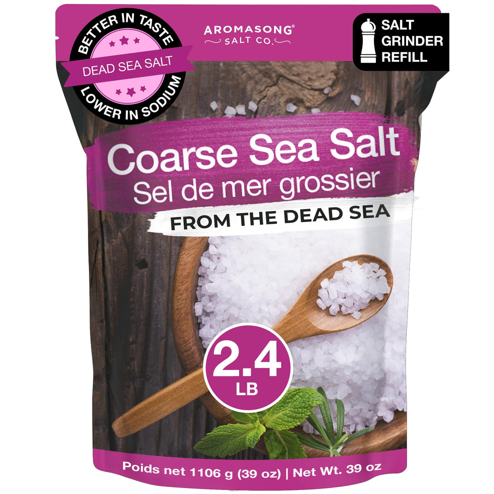 Aromasong coarse sea salt in a bulk resealable bag for easy storage