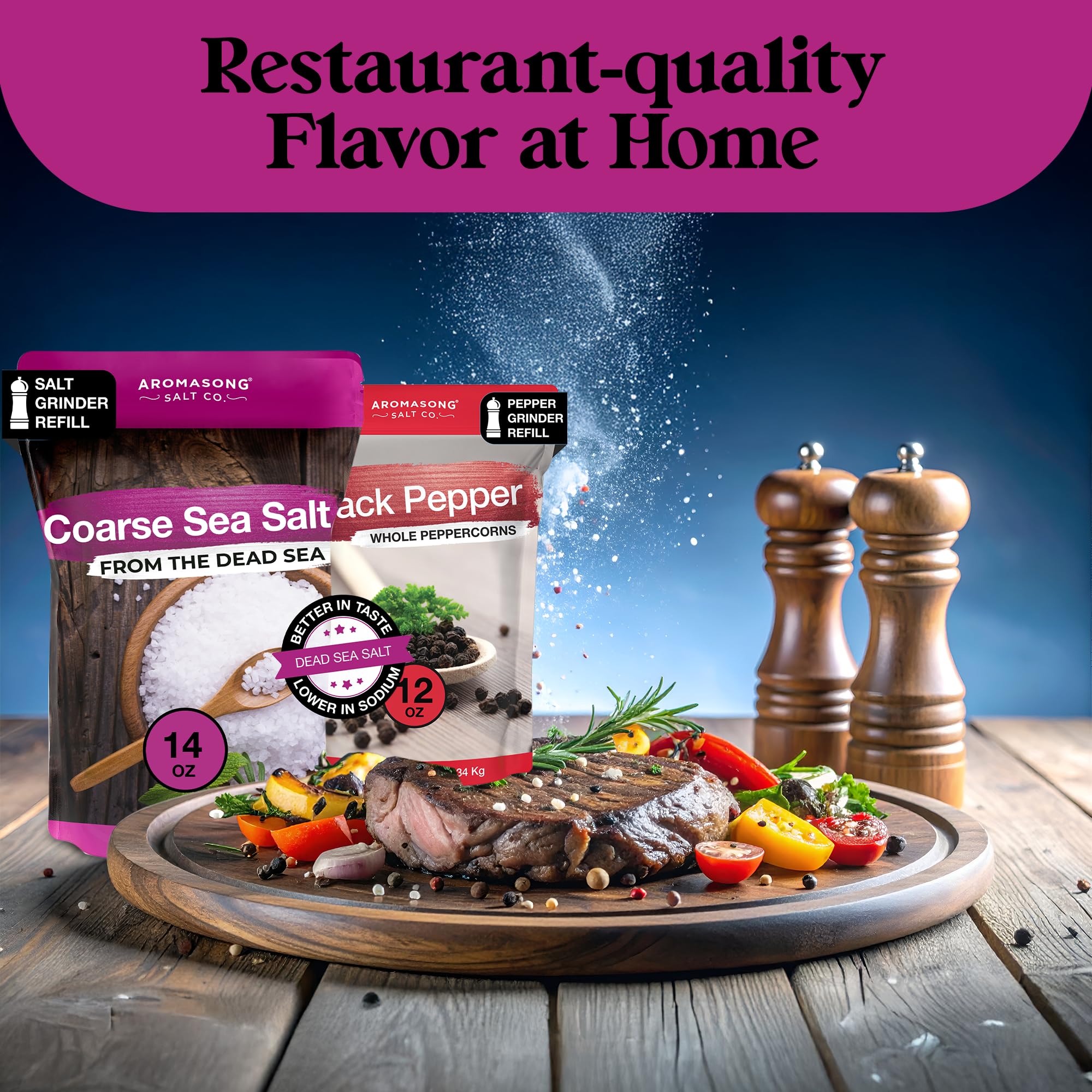 Aromasong Dead Sea mineral salt with 30% lower sodium for healthier meals